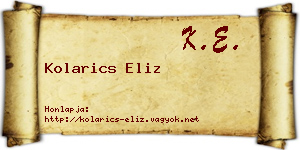 Kolarics Eliz névjegykártya